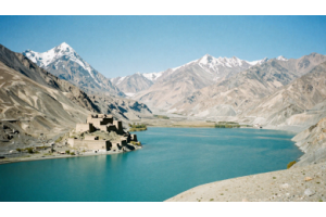 Scenic view of Hunza Valley featuring Attabad Lake, Passu Cones, and snow-capped mountains