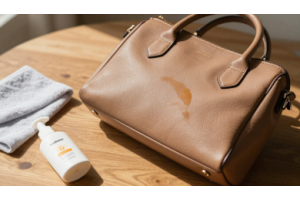 Cleaning sunscreen stains from a leather bag safely with gentle methods