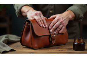 Saddleback leather bag being softened and broken in with care