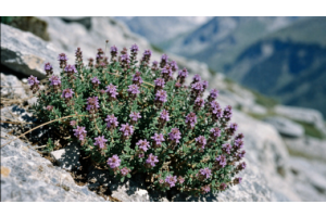 Hunza Wild Thyme (Tumuro) growing naturally in the Himalayan moun