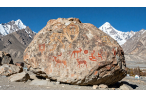 Sacred Rock of Hunza Haldeikish ancient carvings and Buddhist inscriptions near Karimabad