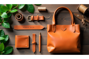 Sustainable vegetable-tanned leather products showcasing eco-friendly craftsmanship