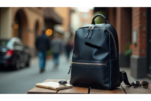 Nomad Black Leather Backpack