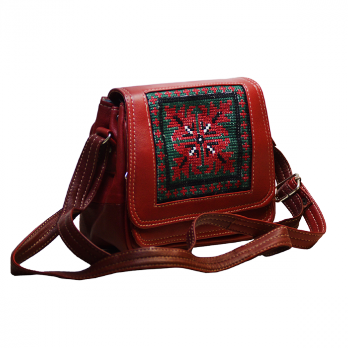Crossbody Ladies Bag Original Leather Square Embroidery
