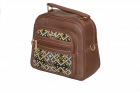 White Faux Leather Mini Backpack with Dual Front Tribal Embroidery – Ethnic Sling Bag for Women White Faux Leather Mini Backpack 9000