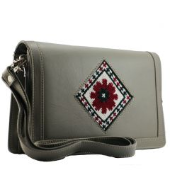 Embroidered Cross-Body Shoulder Small Size Bag Handmade Flower Embroidered Bag Trend Embroidery Gray Embroidered-Cross-Body-Shoulder-Small-Size-Bag-Gray 7000