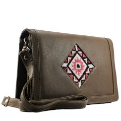 Embroidered Cross-Body Shoulder Small Size Bag Handmade Flower Embroidered Bag Trend Embroidery Brown Embroidered-Cross-Body-Shoulder-Small-Size Bag-Brown 7000