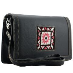 Embroidered Cross-Body Shoulder Small Size Bag Handmade Flower Embroidered Bag Trend Embroidery Coal Embroidered-Cross-Body-Shoulder-Small-Size Bag-Coal 7000