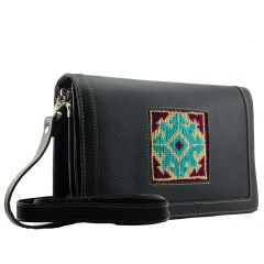 Embroidered Cross-Body Shoulder Small Size Bag Handmade Flower Embroidered Bag Trend Embroidery Charcoal Embroidered-Cross-Body-Shoulder-Small-Size Bag-Charcoal 7000