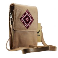 Cross shoulder leather bag, hand stitched embroidery, bag, handbag, camel skin color Cross-shoulder-leather bag-bright-skin 4500