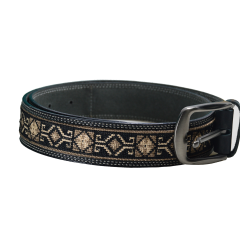 Yak Leather Embroidered Gents Belt|black YLEGB|black 5000