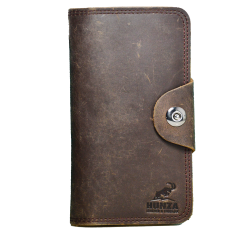 Large Size | Yak Leather | Ibex Engraved Bifold Vintage Wallet|Chocolate color LSYLIE-Chocolate color 2800