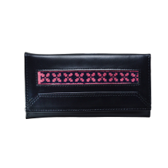 Yak Leather Embroidered Clutch Handmade flower Embroidered Clutch Trend for Ladies|black_pink-Clutch YLEP-black_pink 3500