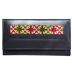 Yak Leather Embroidered Clutch Handmade flower Embroidered Trend|black-clutch YLEP|black-clutch 2800