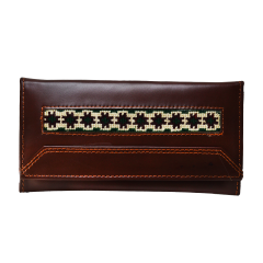 Yak Leather Embroidered Clutch Handmade flower Embroidered Clutch Trend for Ladies|cherry-brown-Clutch YLEP-Brown-purse 3500