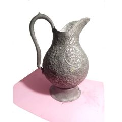 Antique Persian silvered copper jug densely decorated with foliage Antique Persian silvered copper jug 20000