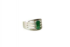 Men's Sterling Silver Ring with Natural Emerald Gemstone – Modern Minimalist Design Men's Sterling Silver Ring with Natural Emerald Gemstone 5000
