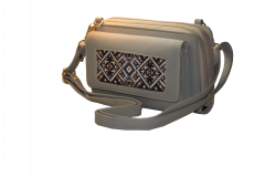 Elegant Grey Faux Leather Crossbody Bag with Geometric Hand Embroidery – Ethnic Designer Purse Elegant Grey Faux Leather Crossbody Bag with Geometric 2500
