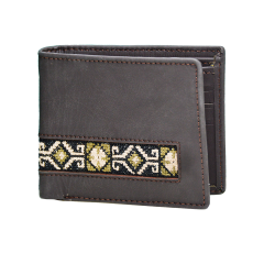 Yak Leather Embroidered Gents Wallet|chocolate color YLEG-chocolate-color 2000