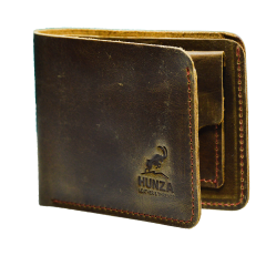 Yak Leather | Ibex Engraved Bifold Vintage Wallet|Natural Brown YLIE|Natural-Brown 2400