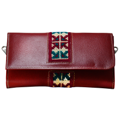 Yak Leather Embroidered Purse Handmade flower Embroidered Purse Trend for Ladies|Maroon purse YLEP-Maroon 6000