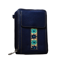 Yak Leather Crossbody mini bag With Cross- Strap and embroidery for Ladies| Navy-blue YLC-navy-blue 5500