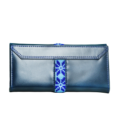 Yak Leather Embroidered Clutch Handmade flower Embroidered Clutch Trend For Ladies|Navy-blue-purse YLEP-Navy-blue-purse 2800