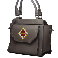 Yak Leather Top Handle Bag With Cross-Body Strap & Embroidery YLTHBSE 9000