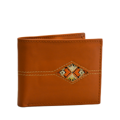 Original Leather & HandCrafted Eye Shaped Embroidery Fancy Gents Wallet OLHES-FGW 2500