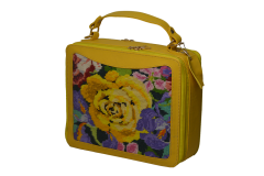 Yellow Box Handbag with Vibrant Floral Embroidery – Handcrafted Vintage-Style Designer Purse Yellow Box Handbag with Vibrant Floral Embroidery 10000