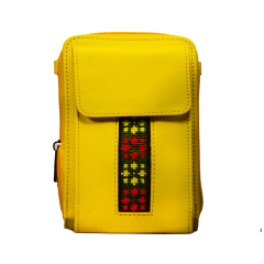 Yak Leather Crossbody mini bag With Cross- Strap and embroidery for Ladies| yellow YLC-yellow_mini_bag 5500