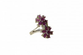 Silver Ring with Ruby Floral Design – Elegant Statement Silver Ring with Ruby Floral Design – Elegant Statement 5000