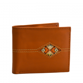 Original Leather & HandCrafted Eye Shaped Embroidery Fancy Gents Wallet OLHES-FGW 2500