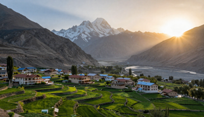 Best hotels to stay in Hunza Valley surrounded by mountains, Rakaposhi peak, and scenic natural landscapes