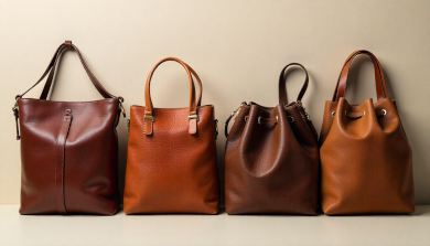 Best leather types for bags including full-grain, top-grain, and genuine leather samples