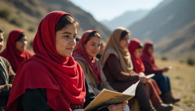 Young women in Hunza engaged in education and skill-building activities, symbolizing empowerment and leadership in their community.