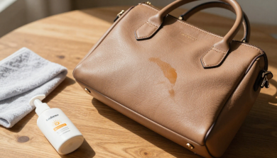 Cleaning sunscreen stains from a leather bag safely with gentle methods