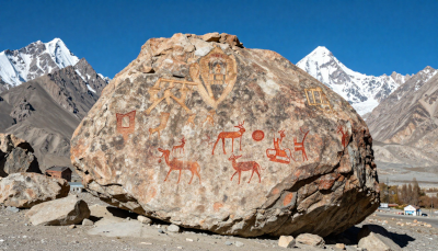 Sacred Rock of Hunza Haldeikish ancient carvings and Buddhist inscriptions near Karimabad