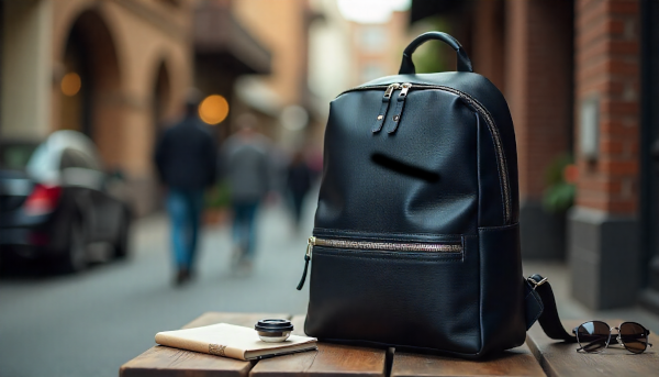 Nomad Black Leather Backpack