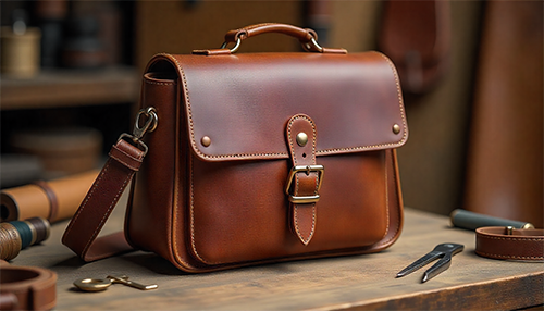 Handmade leather bag showcasing timeless craftsmanship, durability, and elegant style